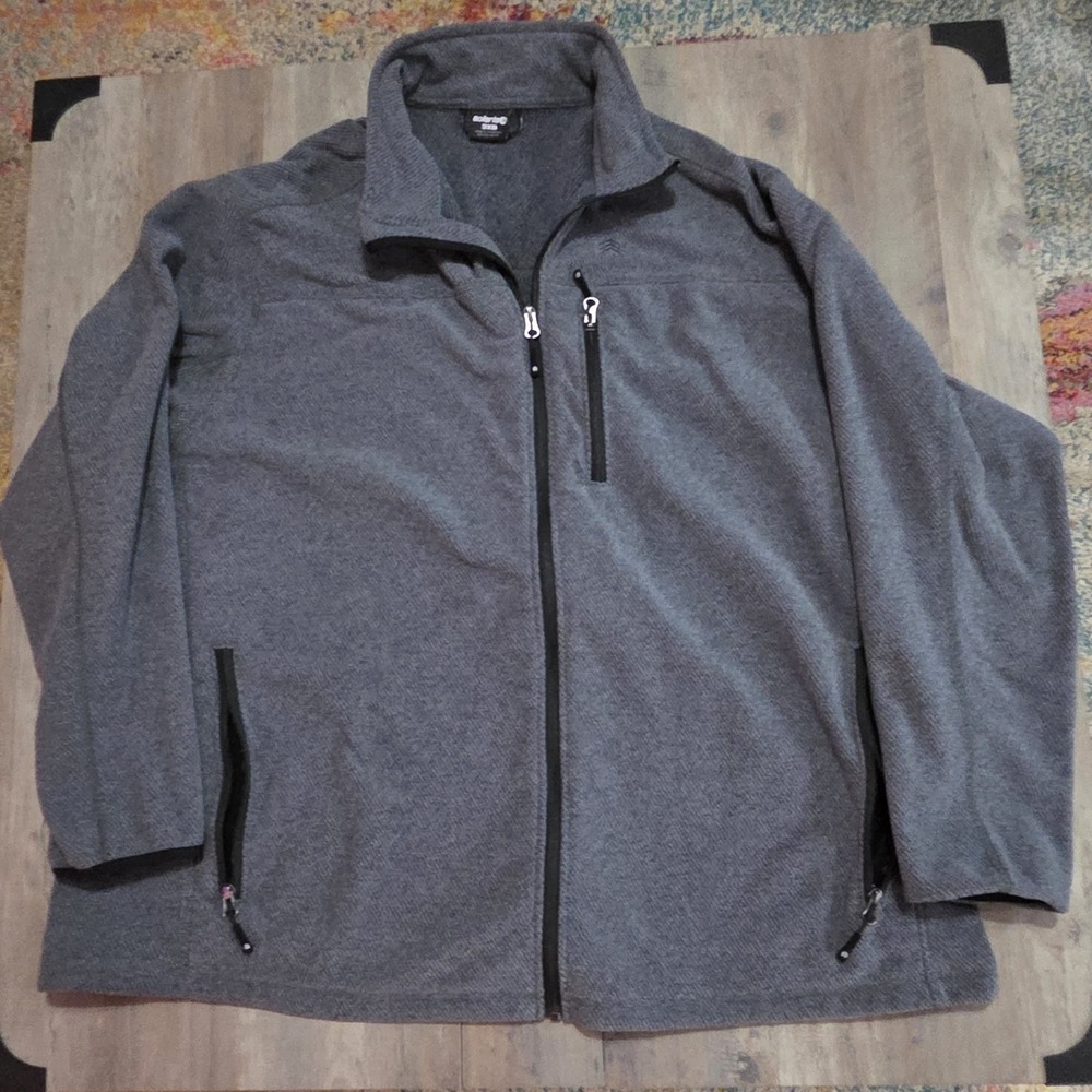 Solaris 3XB Full Zip Gray Fleece Mens Jacket 3XL Big Plus Size With Zip Pockets